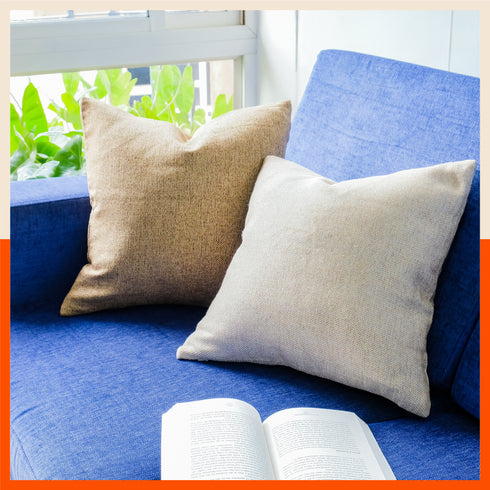 AKIRA Jute Cushion Covers For Home | Bronze (Set of 5 - 16 x 16 Inches)